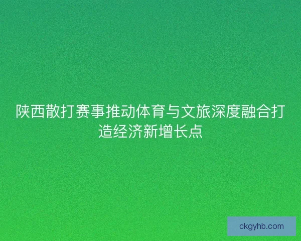 陕西散打赛事推动体育与文旅深度融合打造经济新增长点