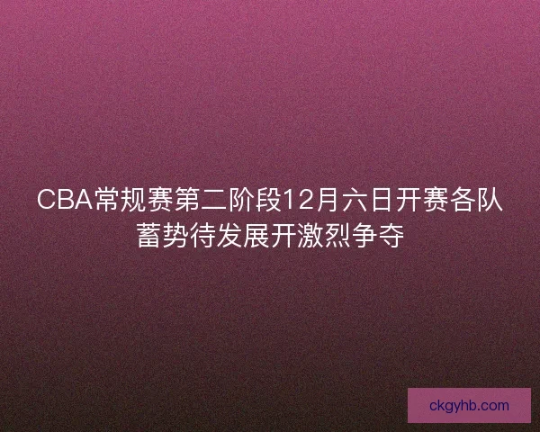 CBA常规赛第二阶段12月六日开赛各队蓄势待发展开激烈争夺 CBA常规赛第二阶段12月六日开赛各队蓄势待发展开激烈争夺